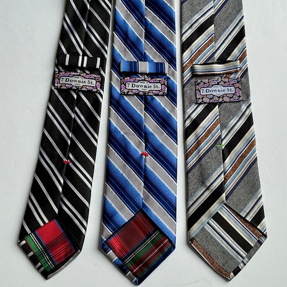 7 Downie St. Lot of 3 striped all silk ties made in Italy 🇮🇹 - Picture 1 of 5